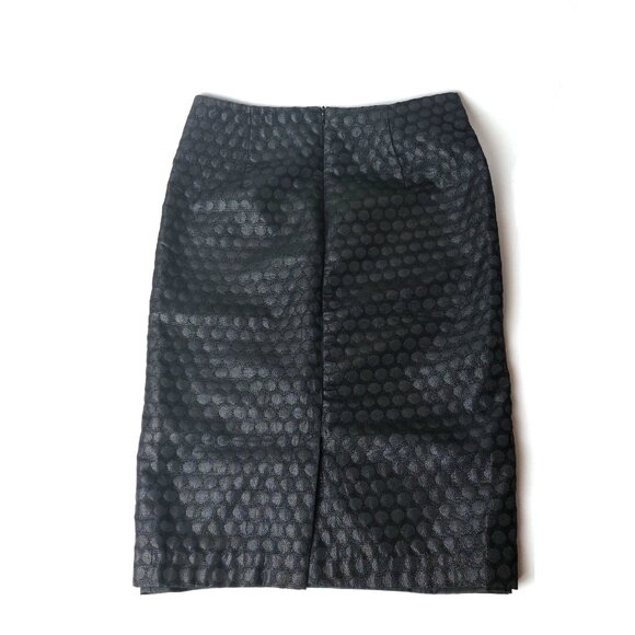 Black pencil skirt with back slit - Lined - brocade jacquard lurex fabric - Picture 2 of 6